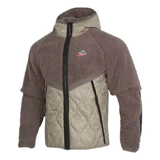 Nike Sportswear Hooded Fleece Jacket Men Brown Camel CU4447-040 - 1