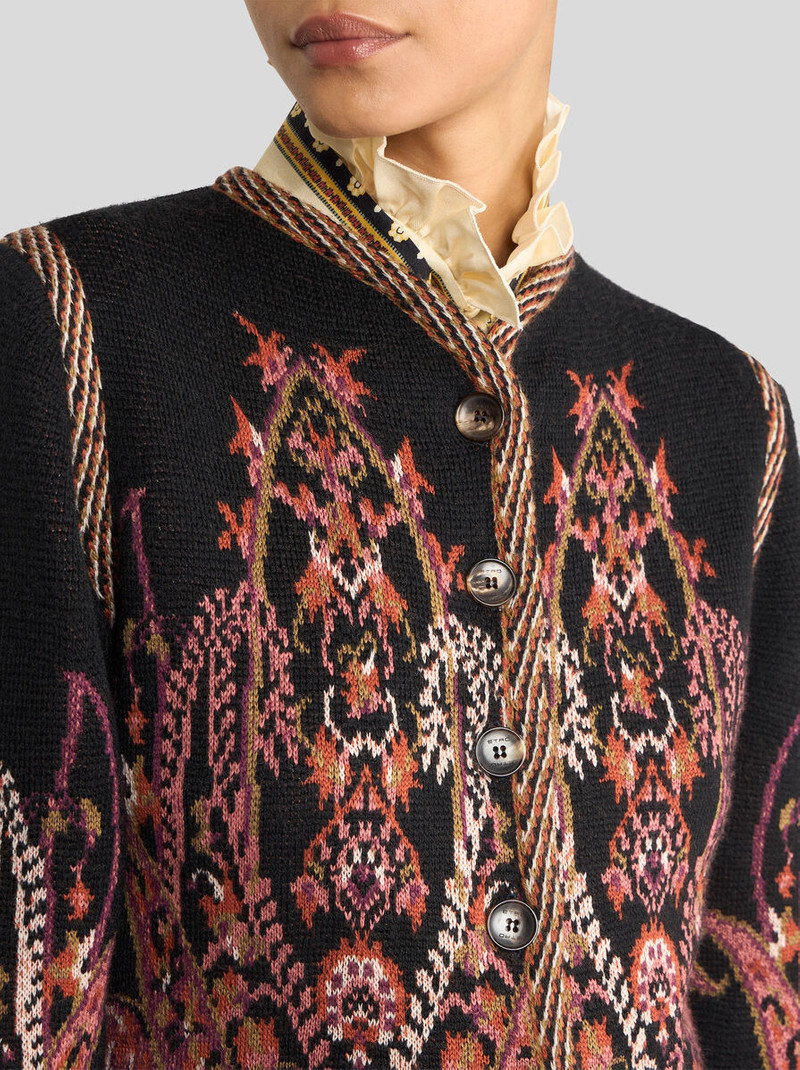Etro WOOL-BLEND JACQUARD CROPPED CARDIGAN WITH PAISLEY MOTIF outlook