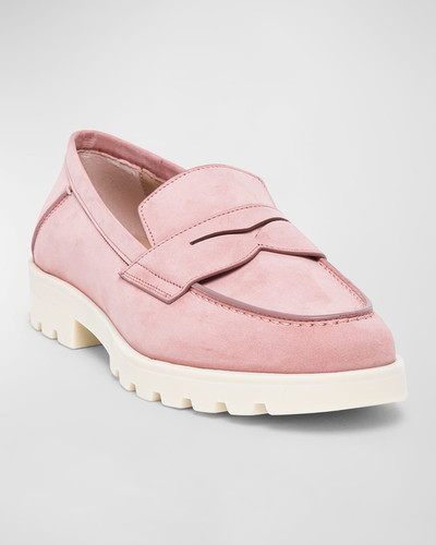 Santoni Suede Sporty Penny Loafers outlook