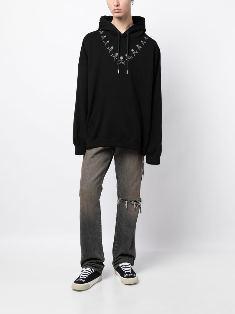 MASTERMIND WORLD glitter-detail skull-print cotton hoodie outlook