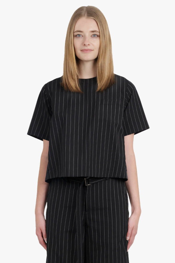 CONTRAST S/S PULLOVER STRIPE TOP | BLACK/WHITE - 2