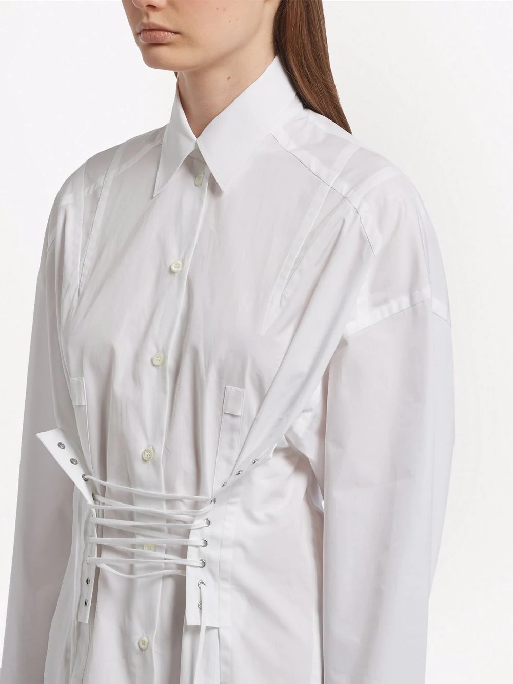 lace-up shirt dress - 4
