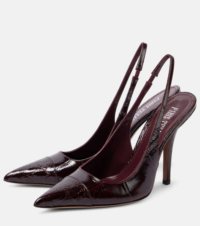 Miranda 105 croc-effect leather slingback pumps 4