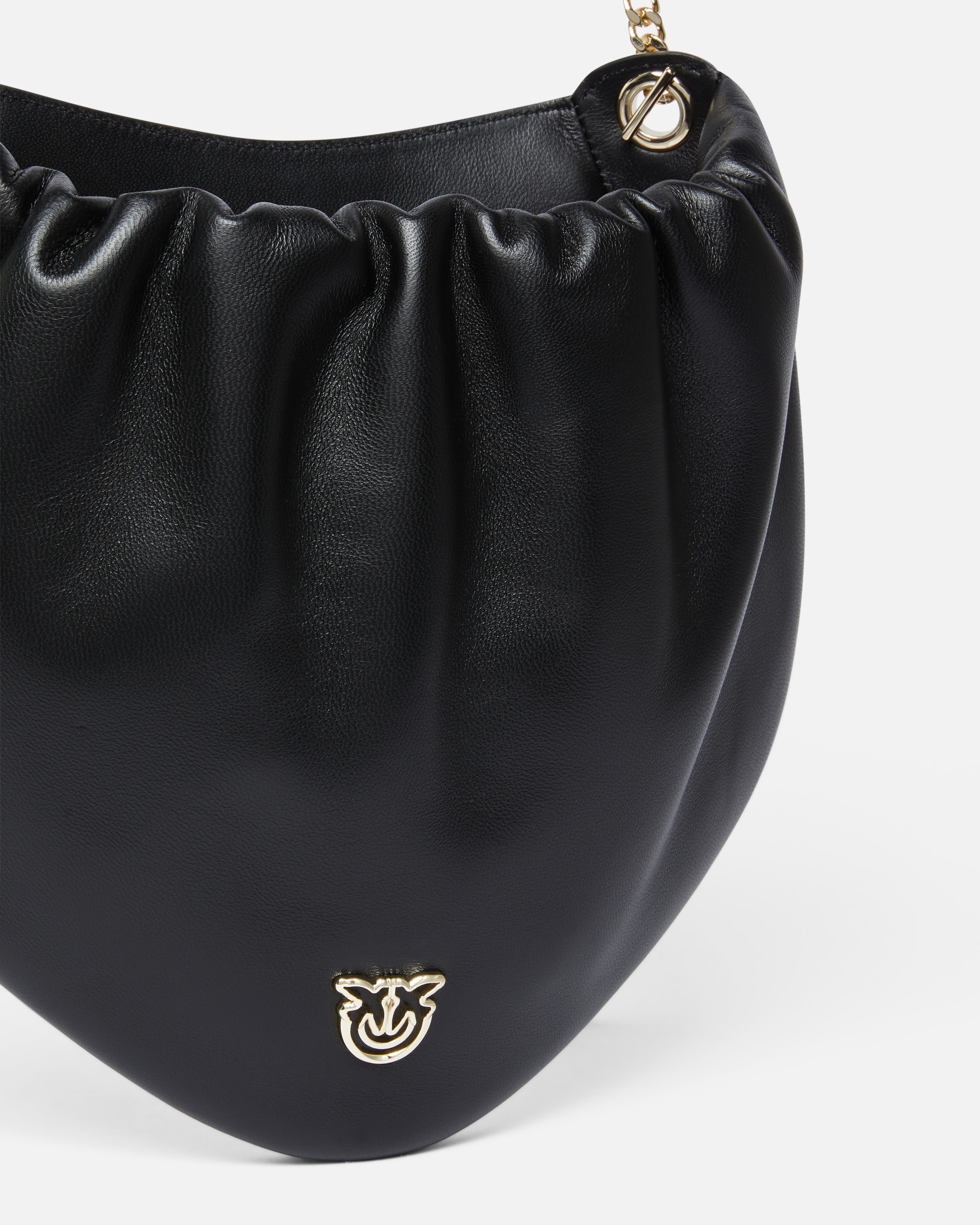 GATHERED NAPPA LEATHER HOBO BAG WITH CHAIN SHOULDER STRAP PINKO GALLERIA - 3