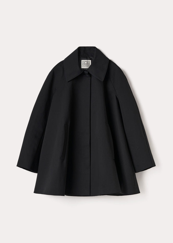 Shearling collar gabardine jacket black - 8