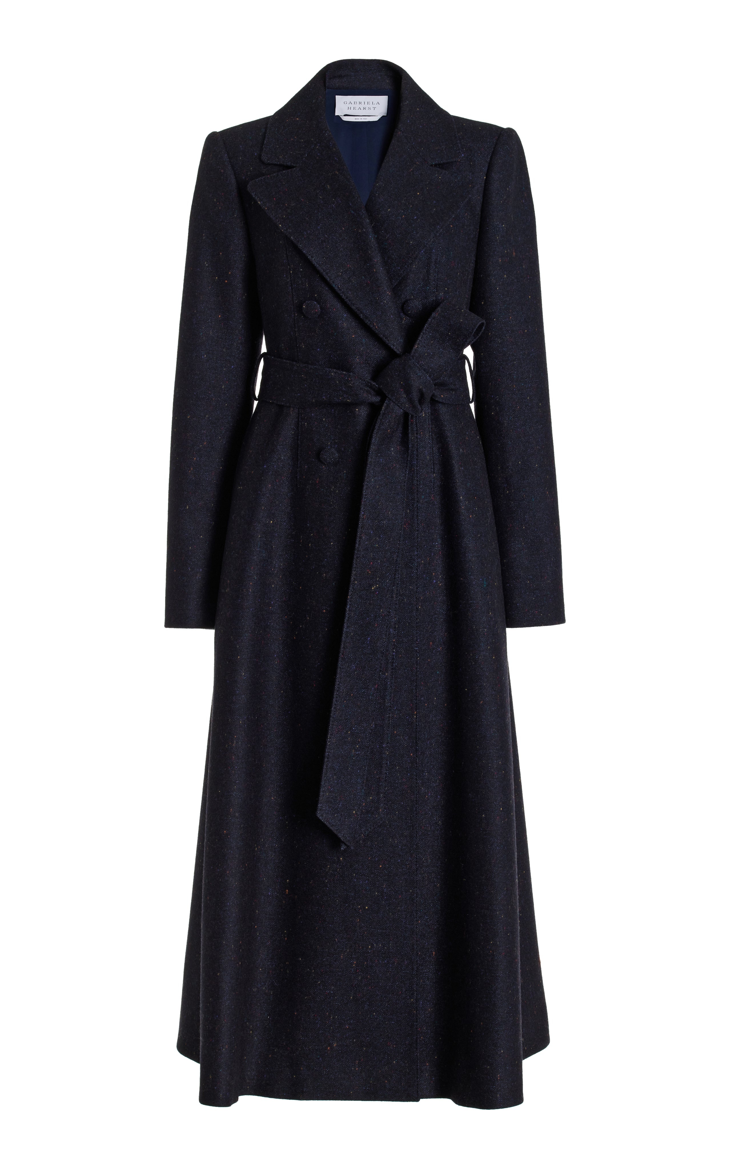 Reith Trench Coat in Dark Navy Multi Virgin Wool Tweed - 1