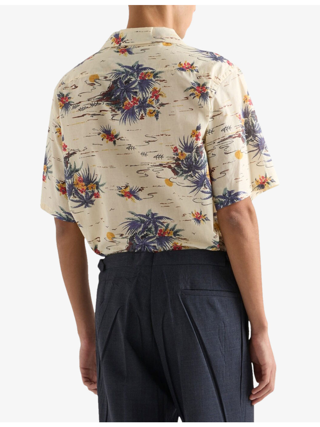 Printed Short-Sleeve Bowling Cotton Shirt - 4