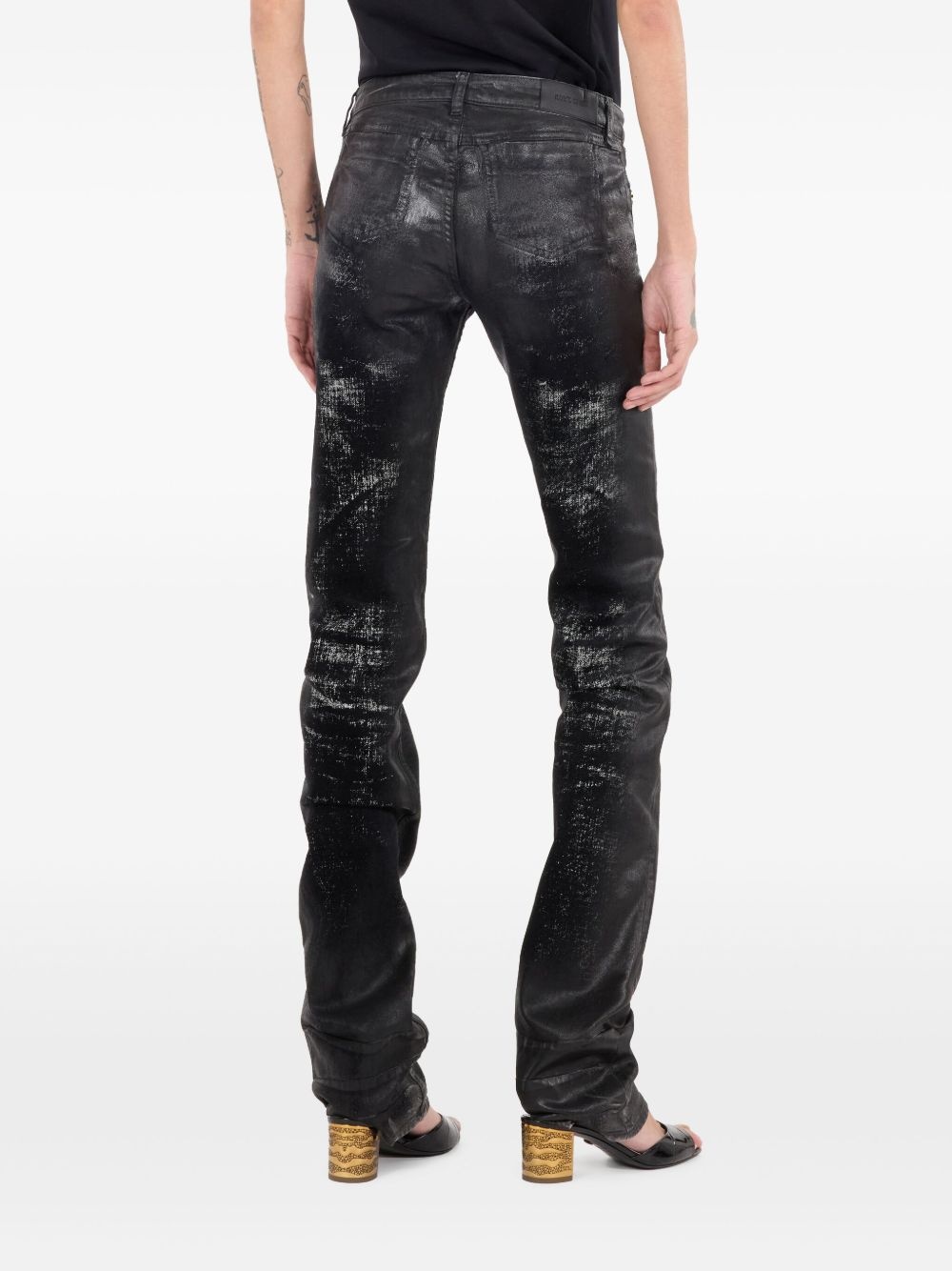 distressed flared jeans - 4