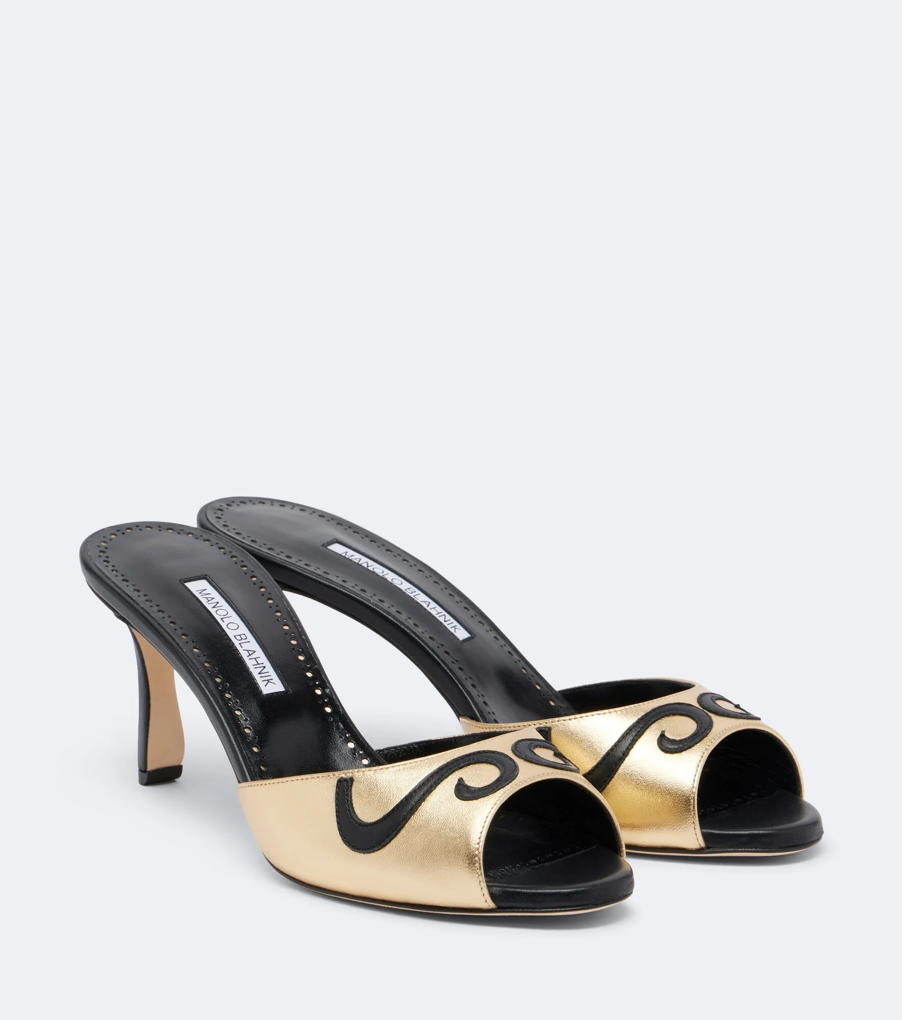 Pintonamu embroidered metallic leather mules - 1