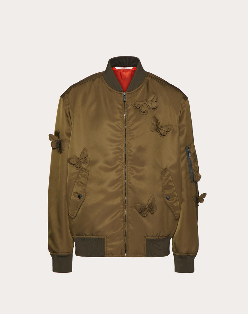 NYLON BOMBER JACKET WITH EMBROIDERED BUTTERFLIES 1