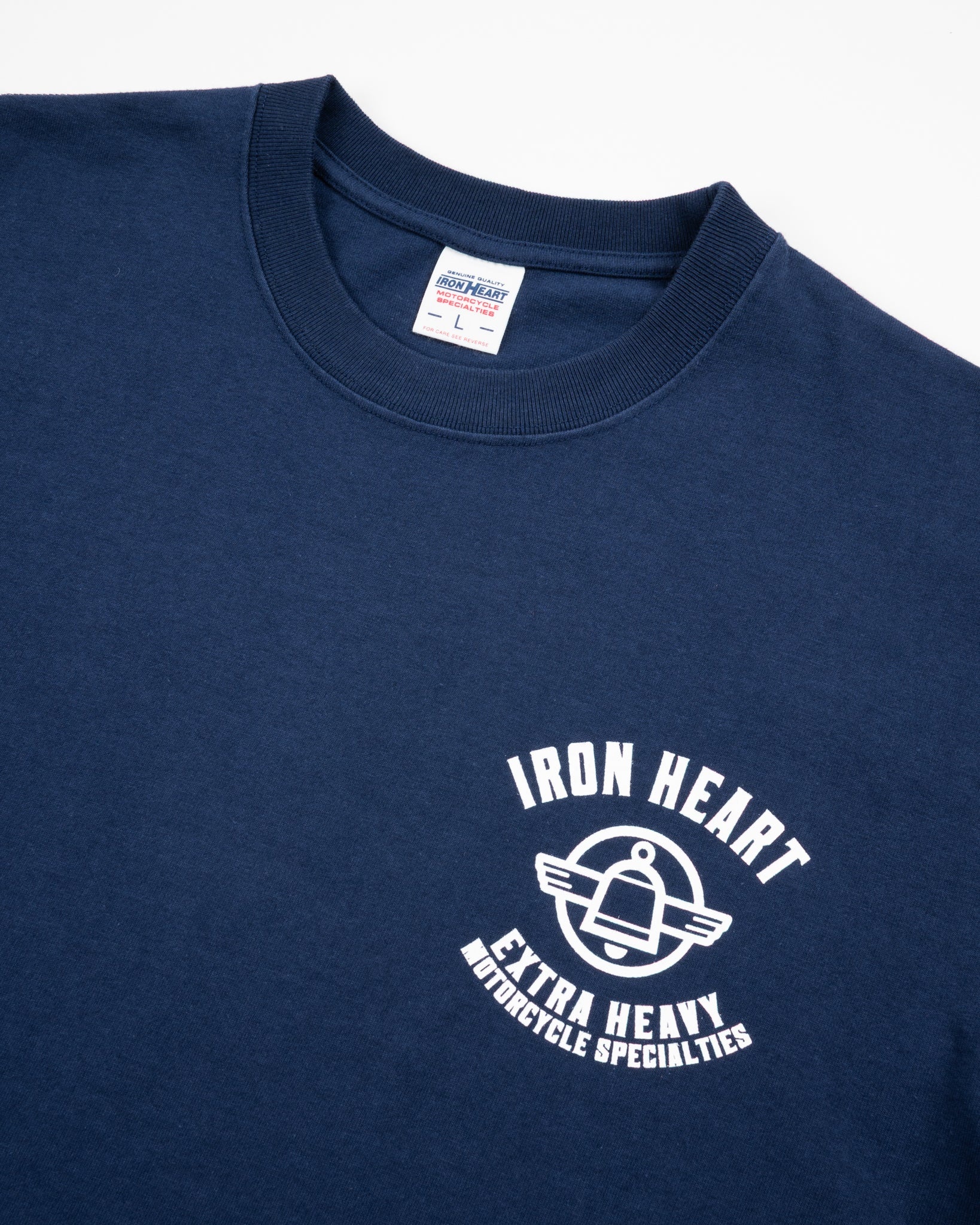 7.5OZ PRINTED LOOPWHEEL CREW NECK T-SHIRT - NAVY BLUE - 7