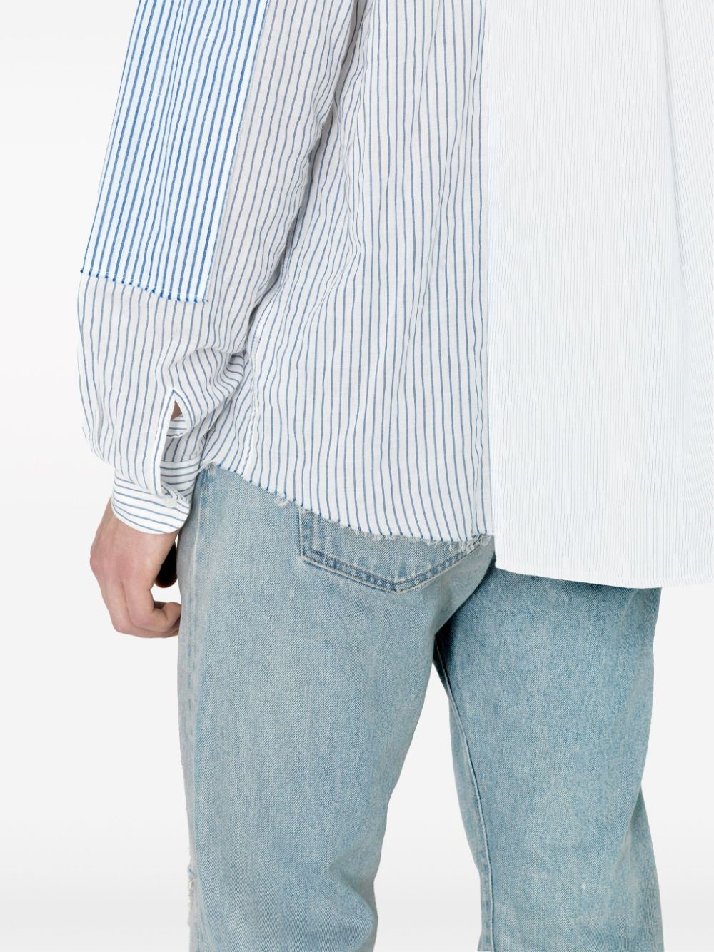 multi-stripe panelled shirt - 7