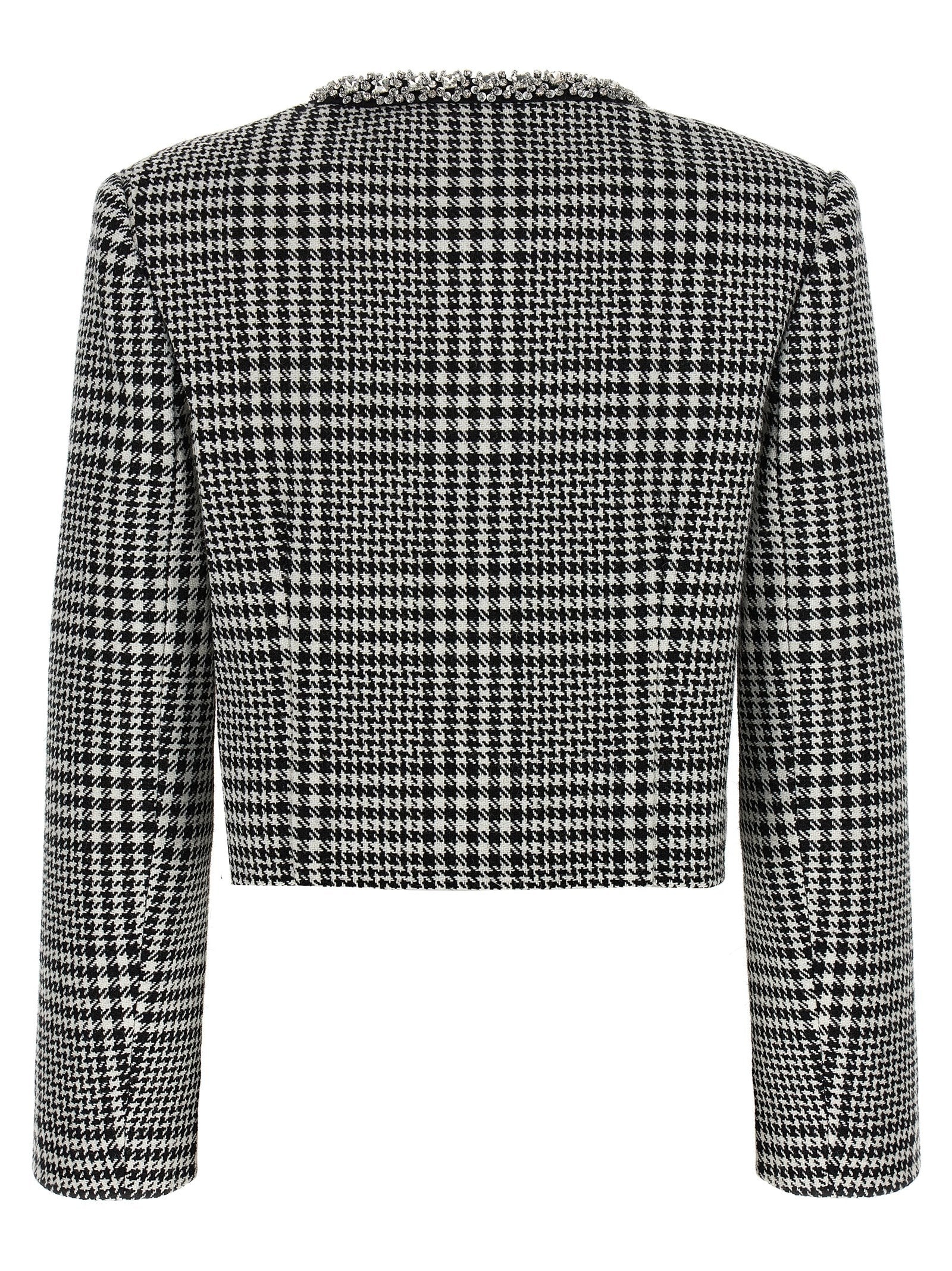 Houndstooth Crystal Trim Blazer And Suits White/Black - 2