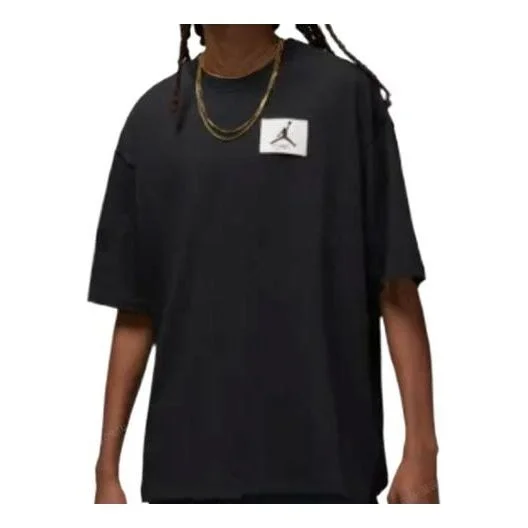 Men's Air Jordan FW22 Round Neck Logo Label Short Sleeve Black T-Shirt DZ7313-010 - 1