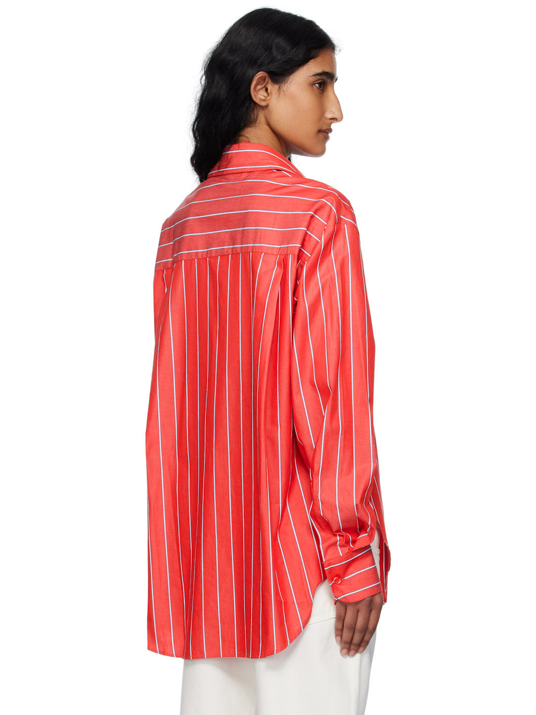 Red & White Lui Striped Cotton Shirt - 3