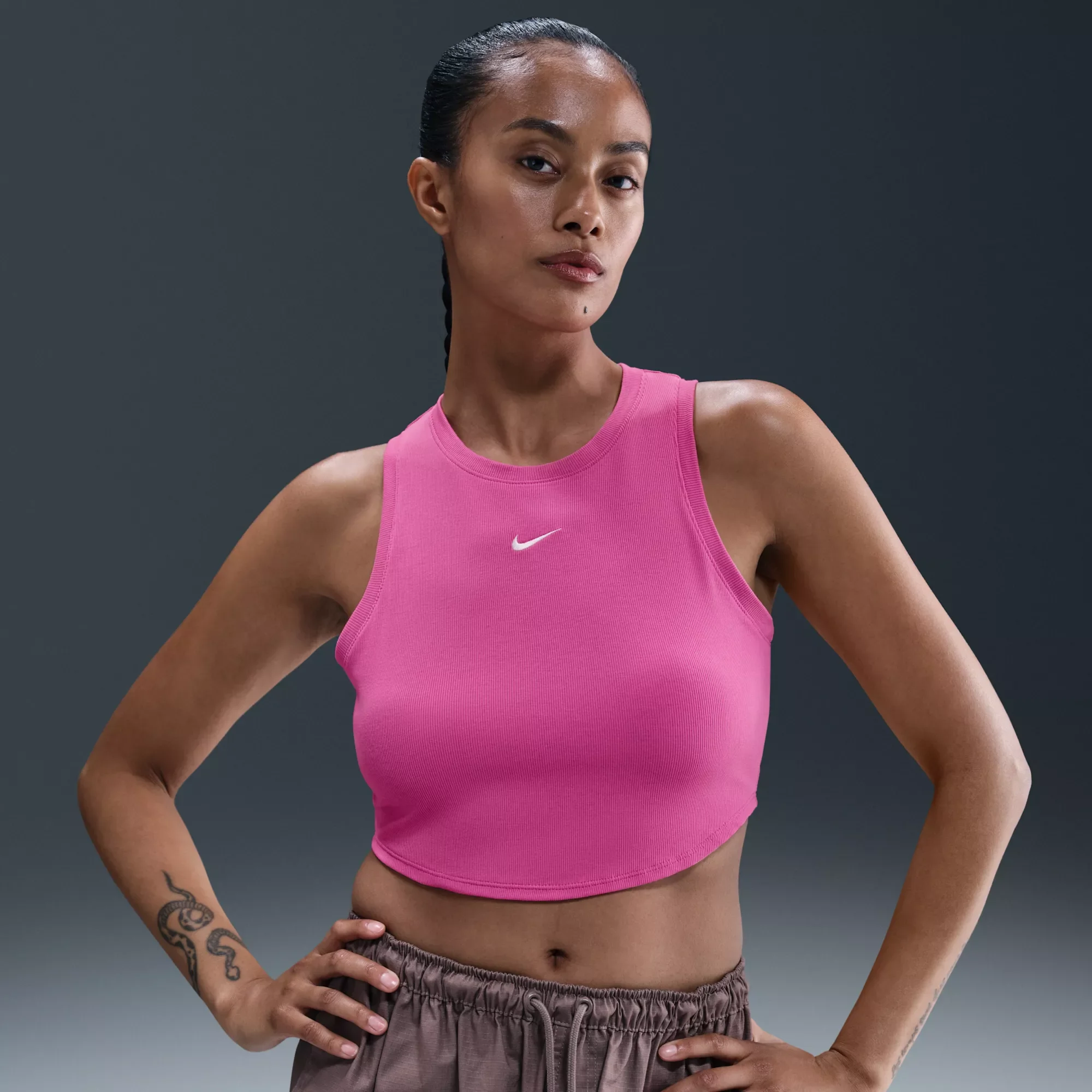 Nike Women's Sportswear Chill Knit Tight Cropped Mini-Rib Tank Top - 1