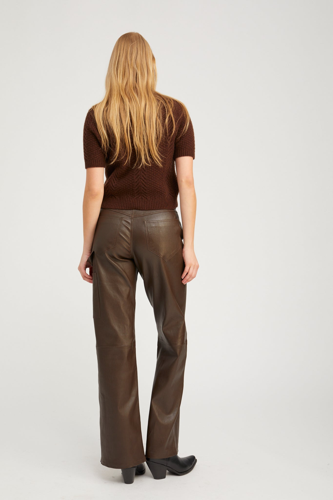 AMERICANO LEATHER CARPENTER PANTS - 4