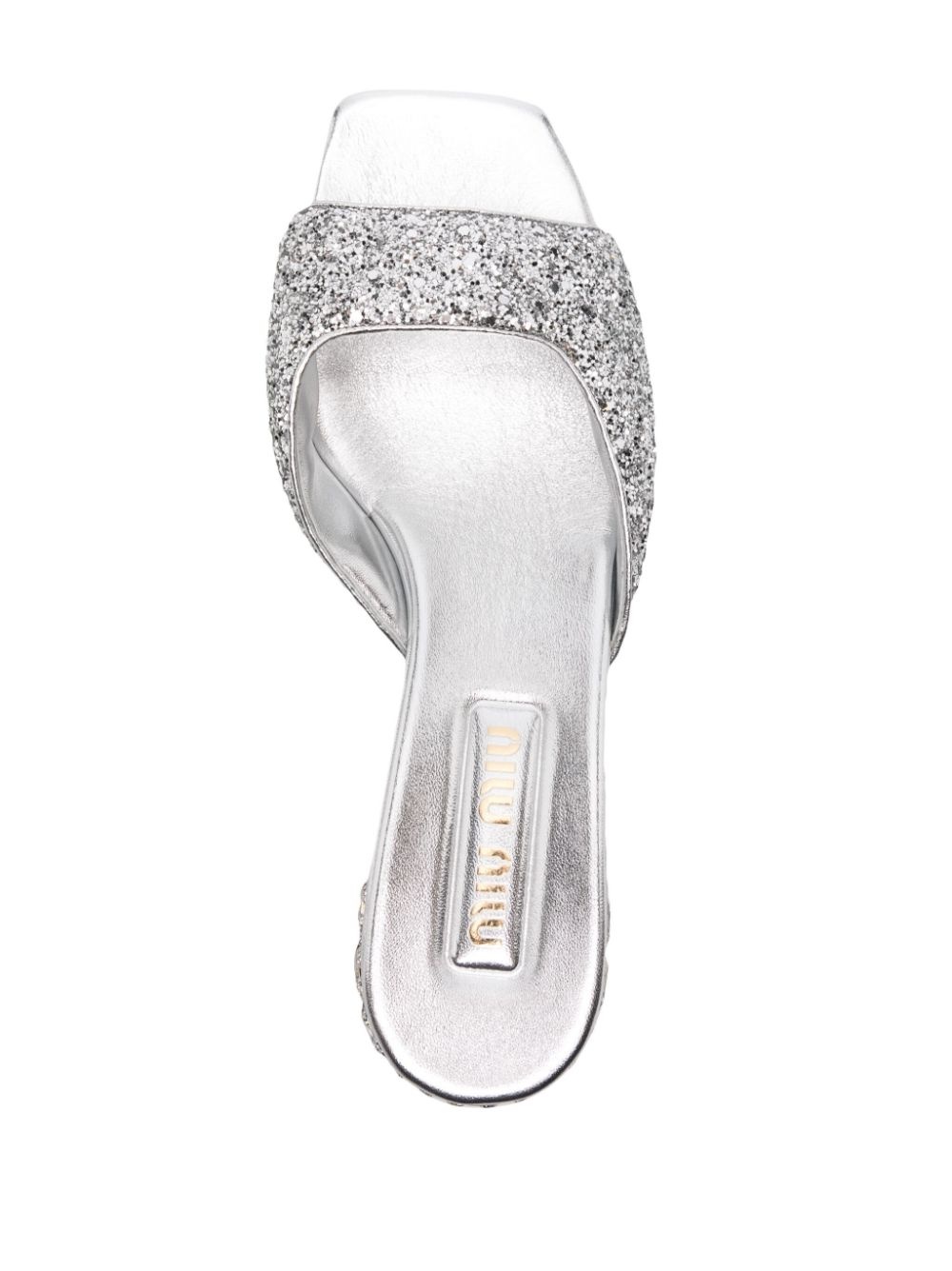 crystal-embellished glitter mules - 4