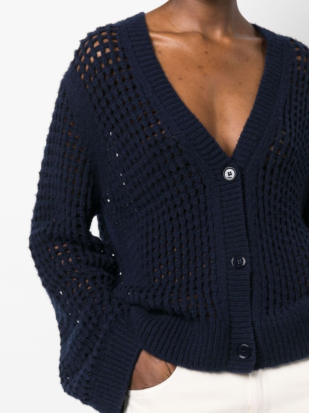 open-knit V-neck cardigan - 5