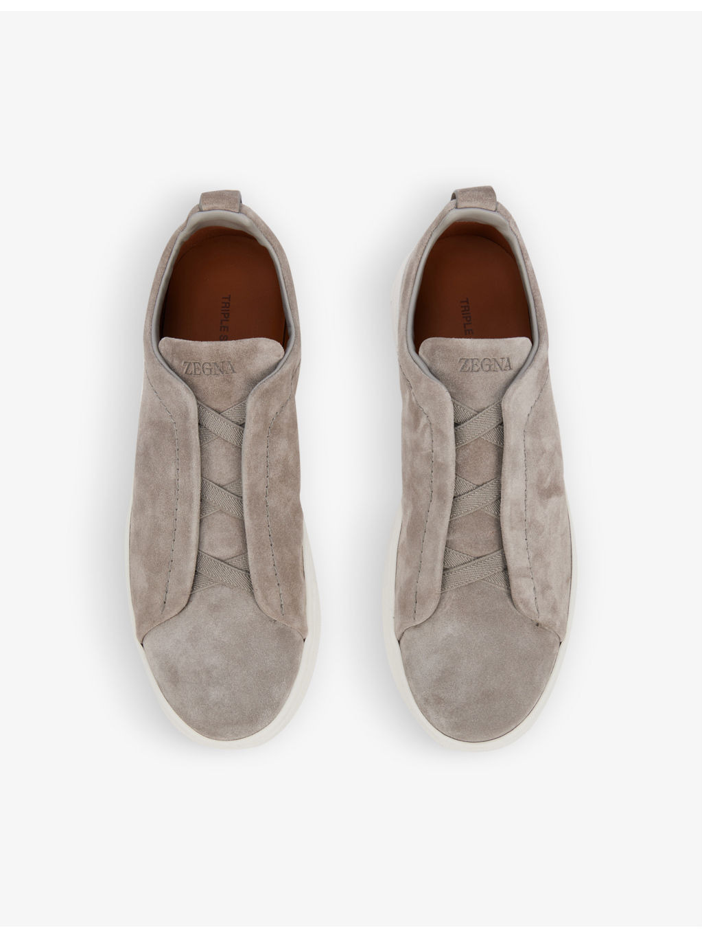 Triple Stitch contrast-sole suede low-top trainers - 2