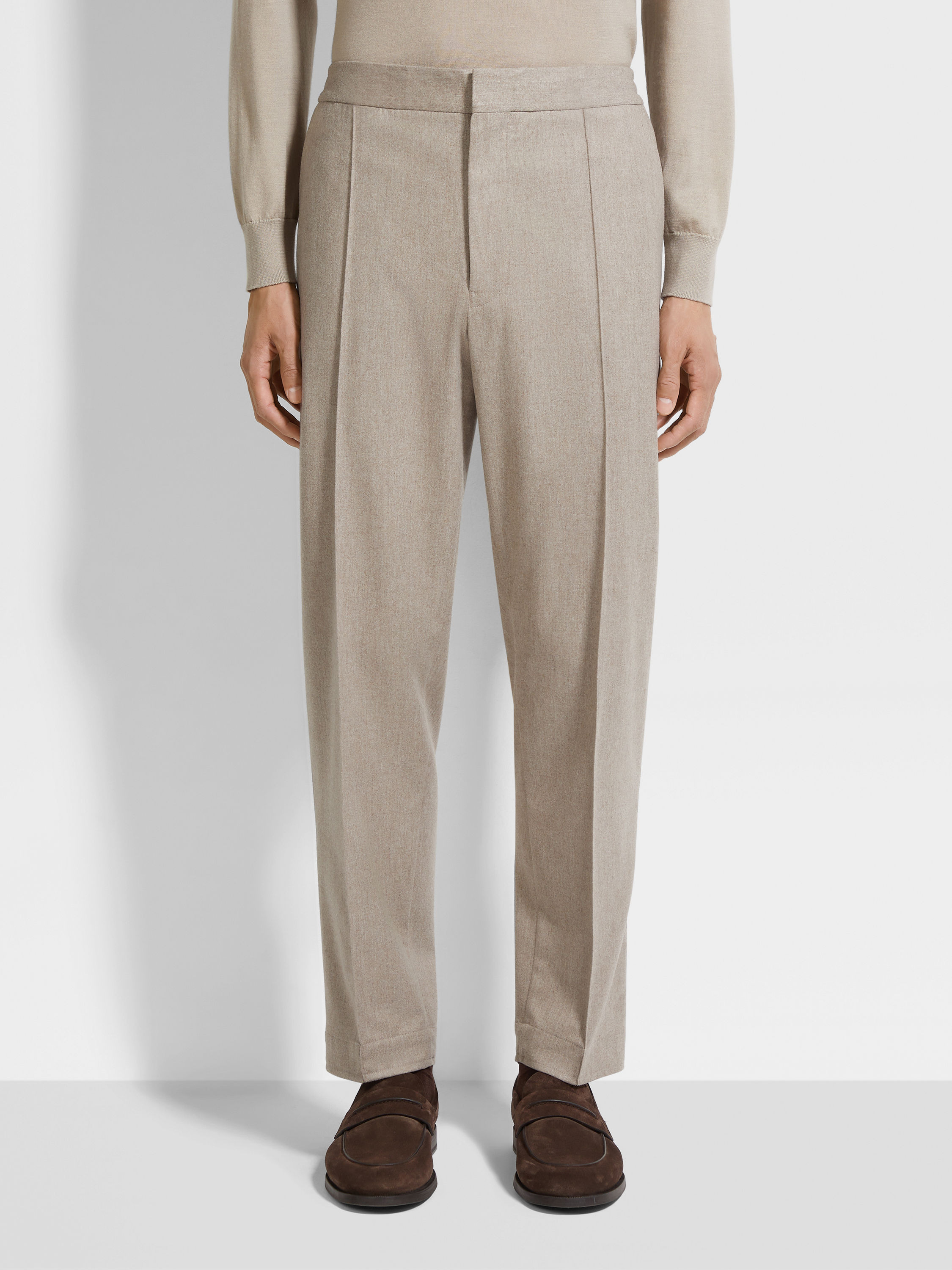 LIGHT TAUPE 15MILMIL15 WOOL SILK AND CASHMERE PANTS - 4