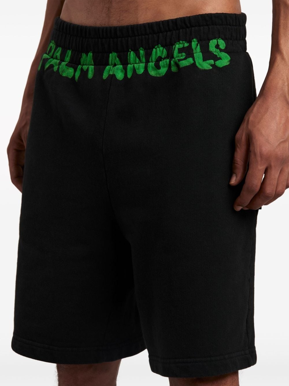 logo-print cotton track shorts - 6