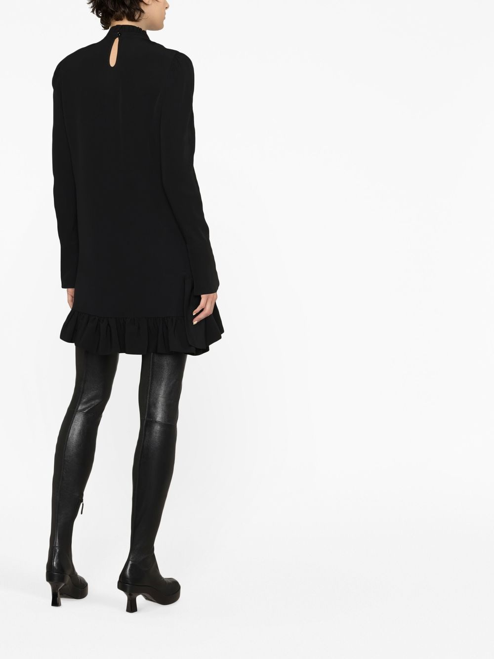 frilled-hem short dress - 3
