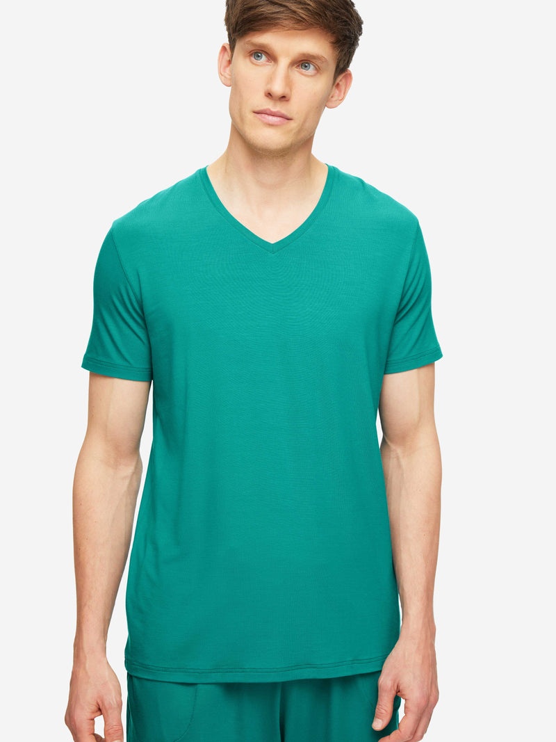 Men's V-Neck T-Shirt Basel Micro Modal Stretch Jungle Green - 2