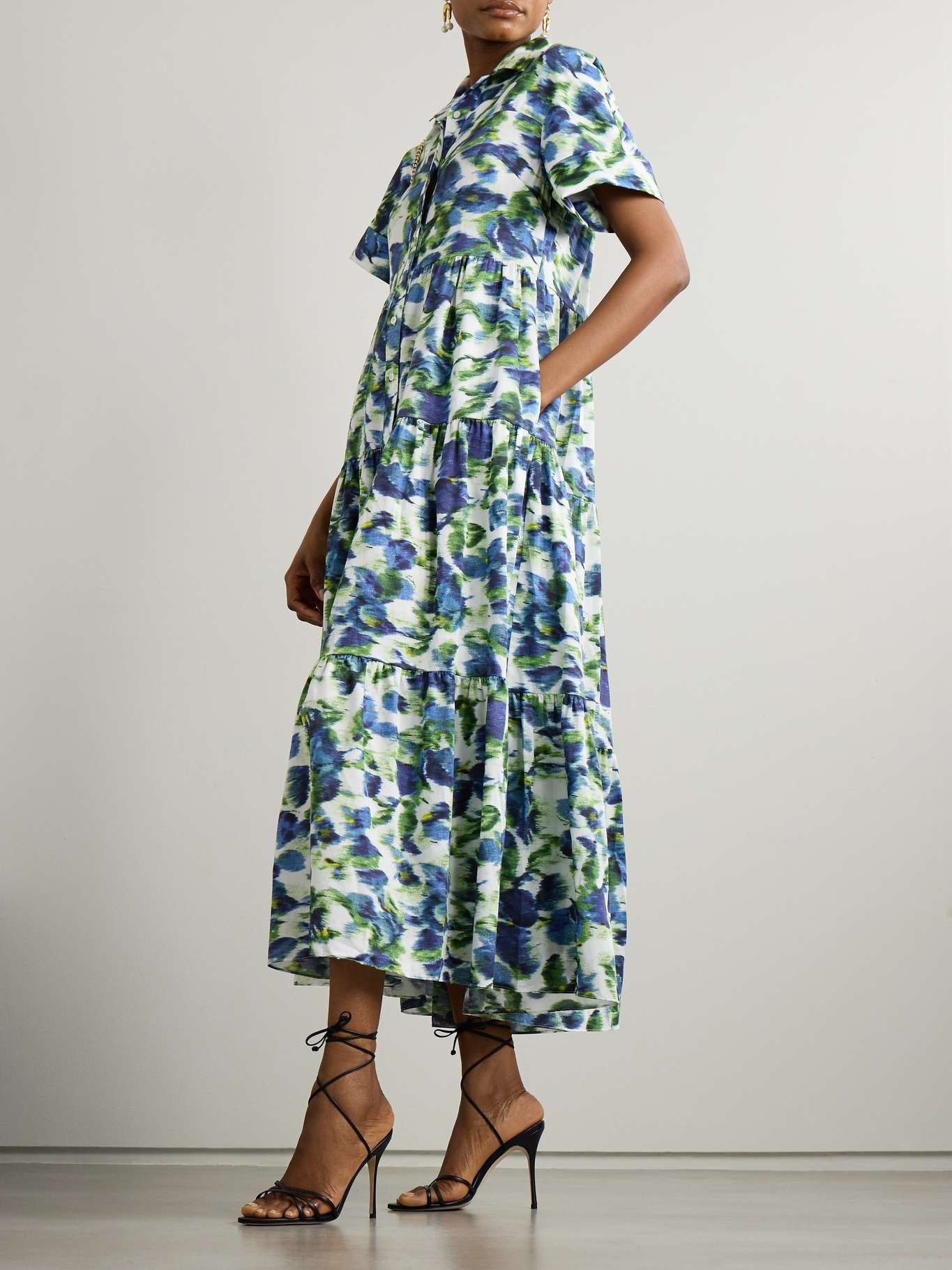 Tiered printed cotton midi dress - 2