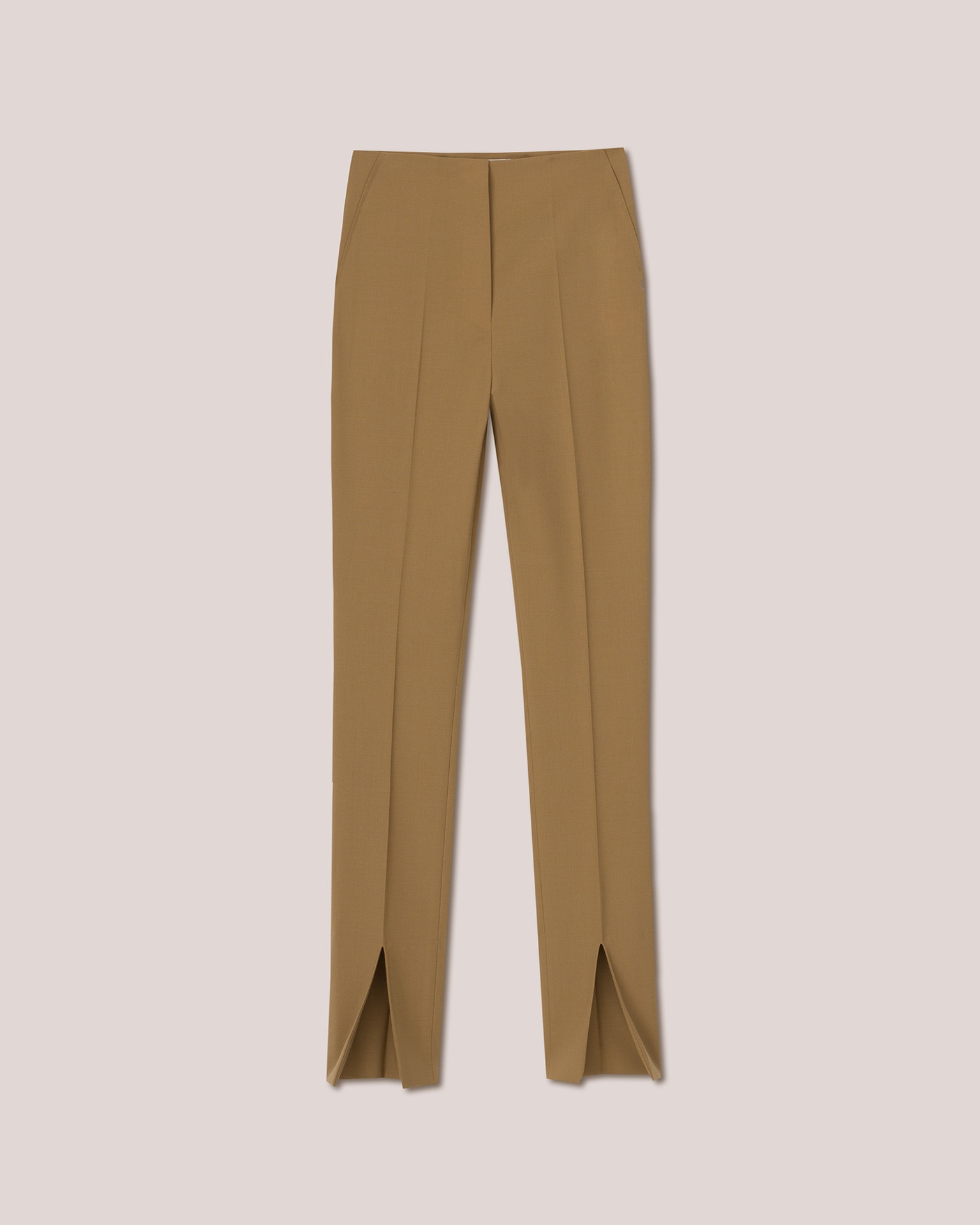 FLORINE - Tailored summer suiting slim pants - Camel - 1