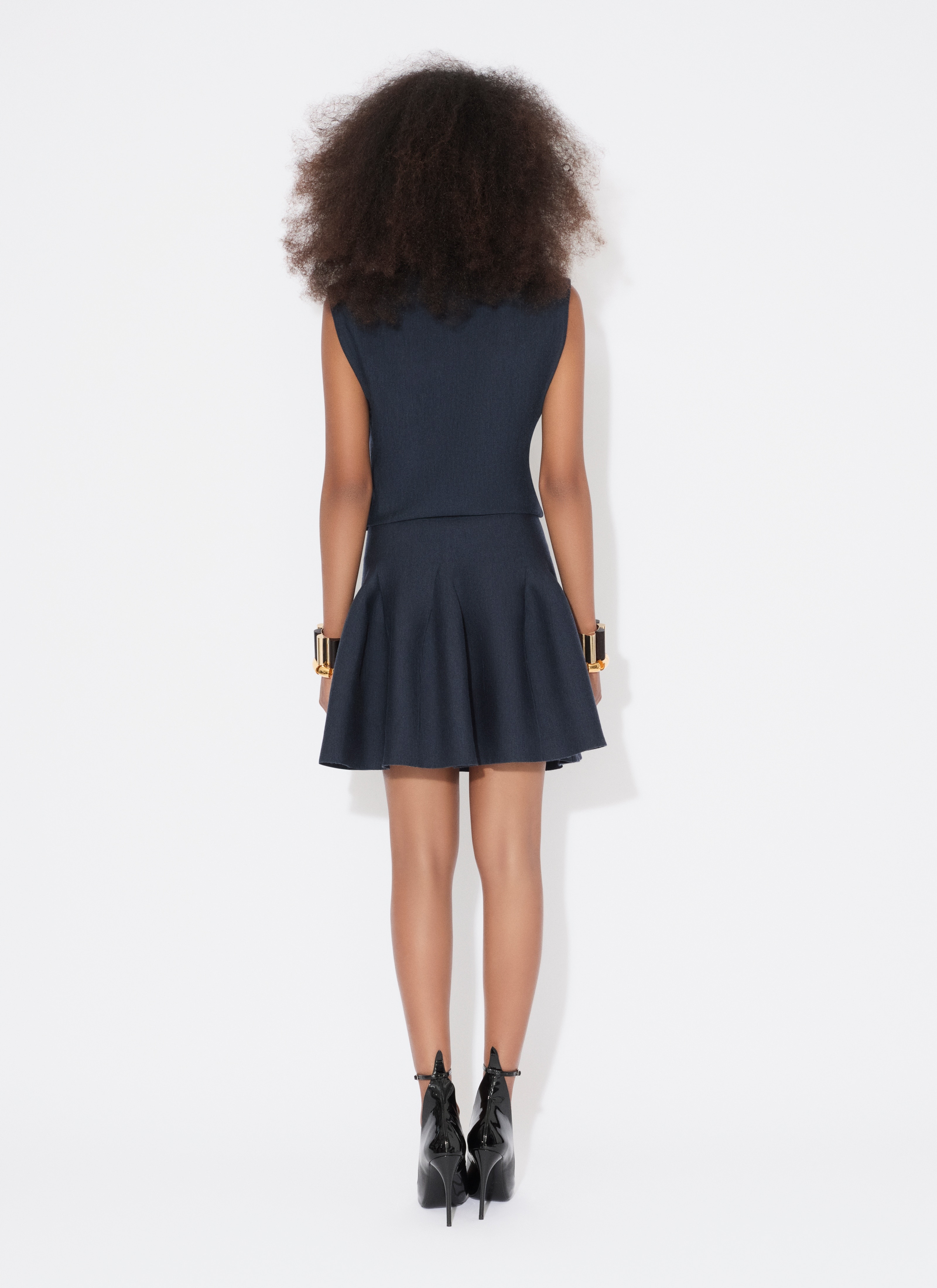 CAP SLEEVE DRESS IN SCULPTURAL GODET KNIT - 3