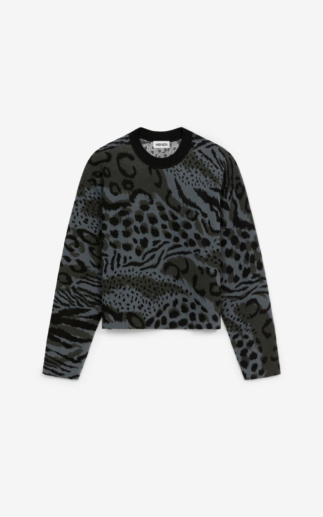 Merino wool jacquard sweater Black Kenzo