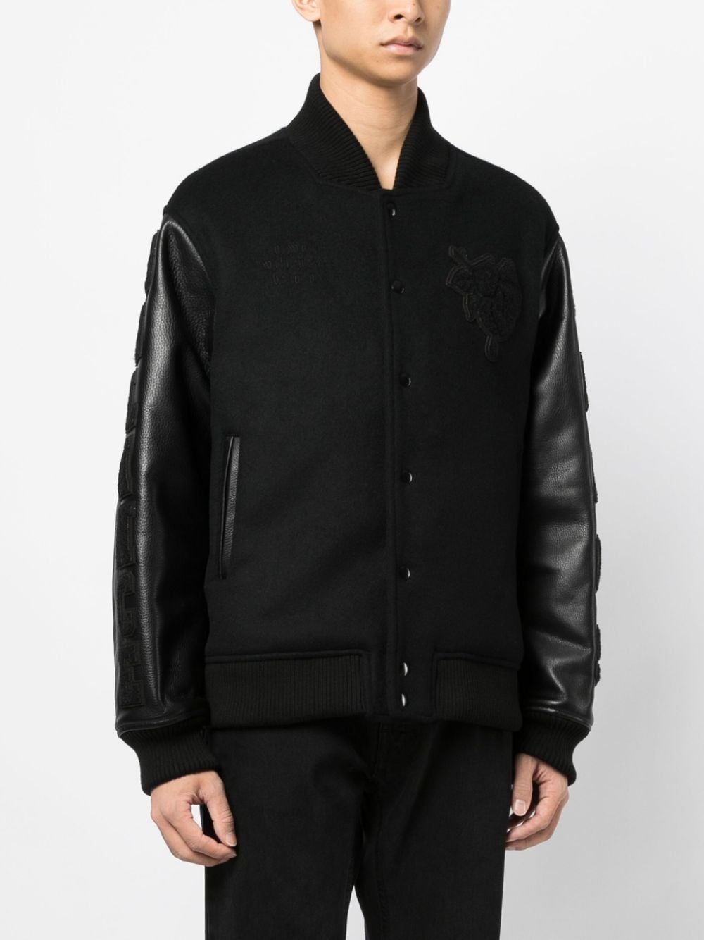patch-detail buttoned bomber jacket - 4