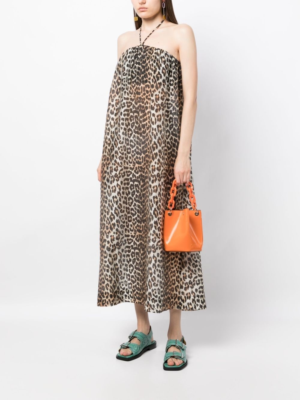 leopard-print halterneck maxi dress - 2