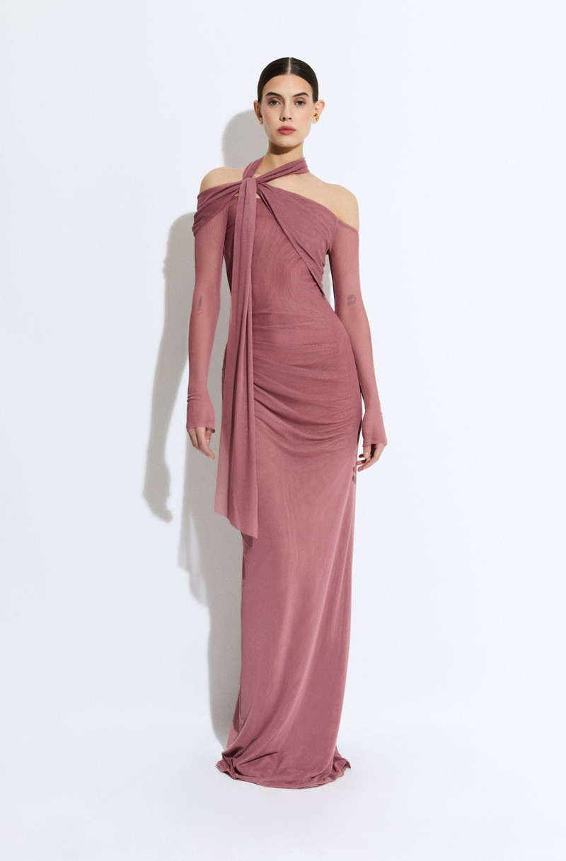 LAPOINTE Mesh Scarf Neck Gown outlook