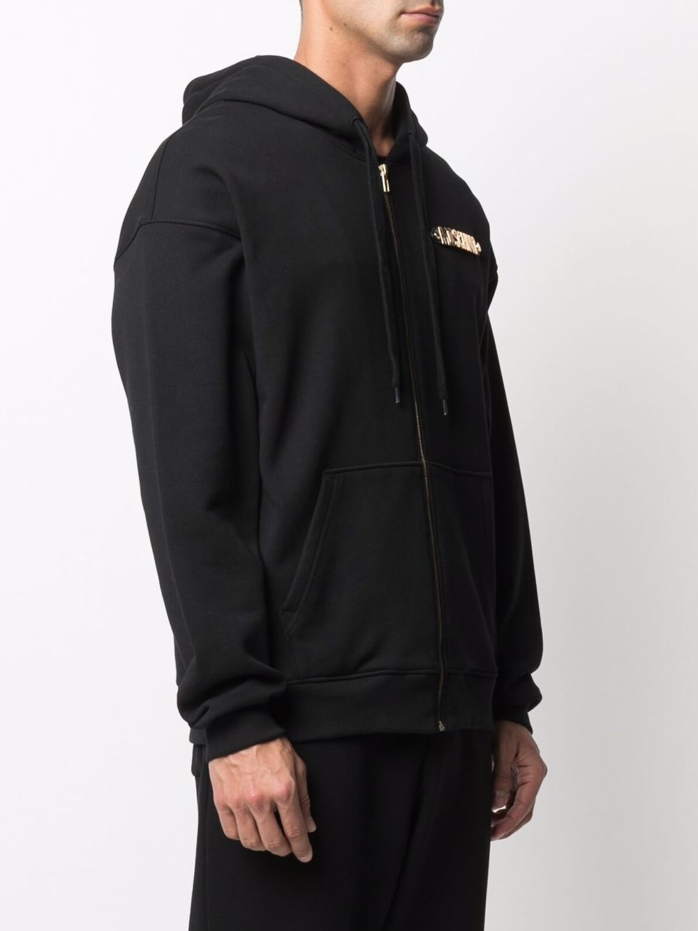 logo-lettering zipped hoodie - 3