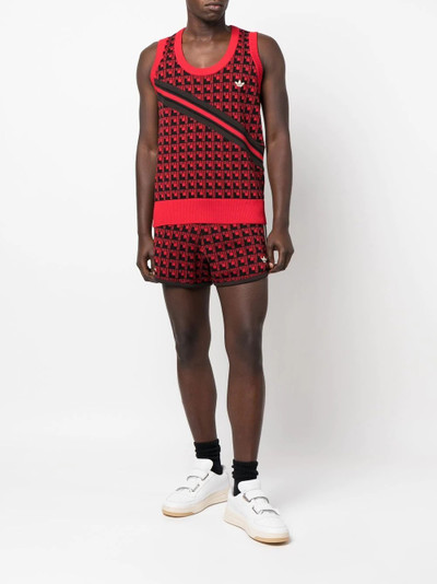 adidas monogram-print knitted shorts outlook