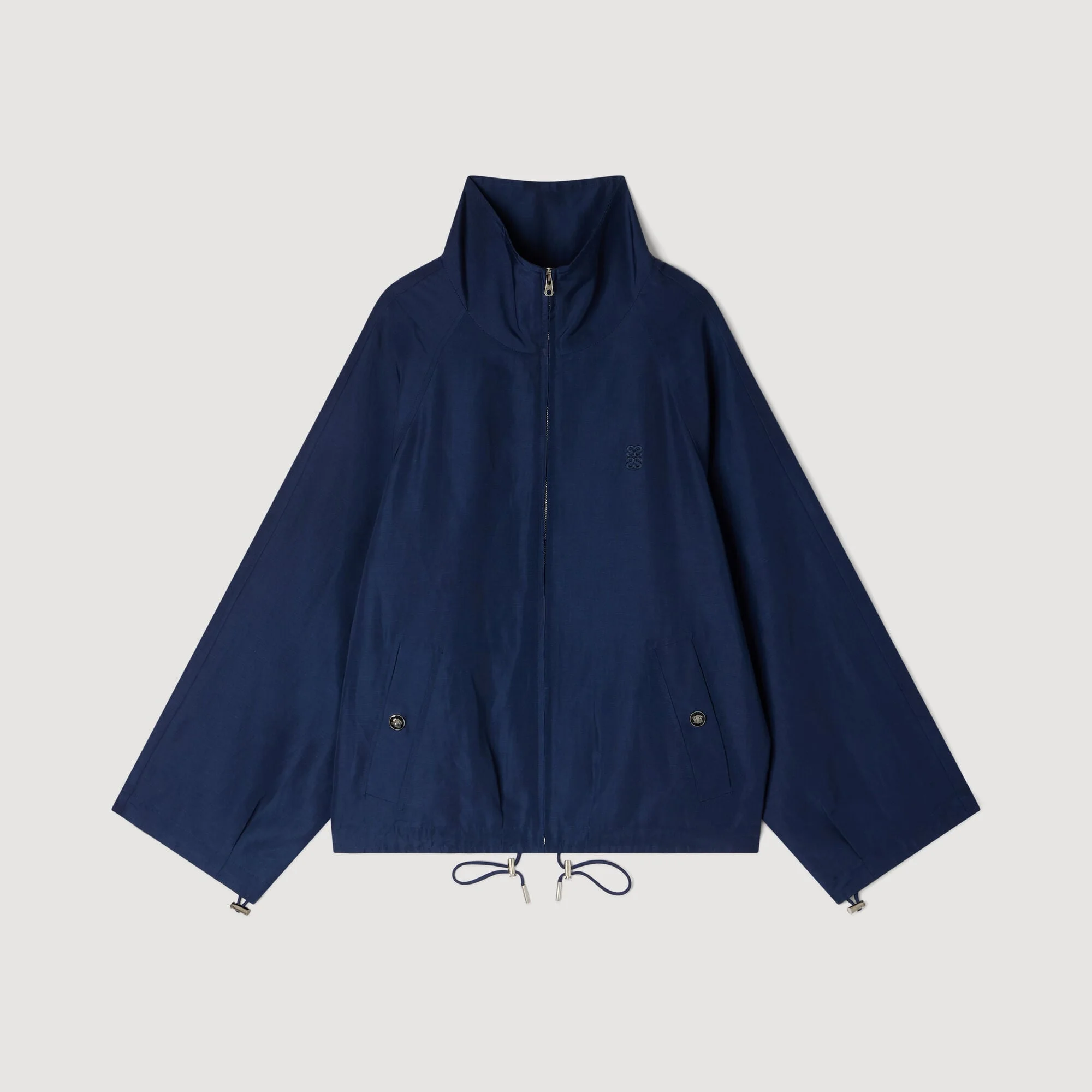 EMBROIDERED COLLAR OVERSIZED JACKET - 1