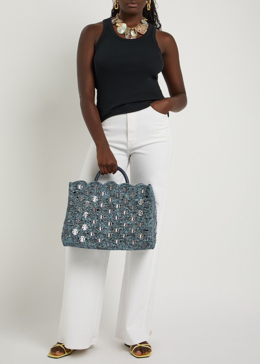 Rabanne Disc-embellished Raffia Tote - 5