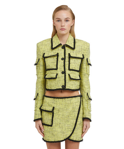 MSGM Salt and pepper tweed short jacket with pockets outlook