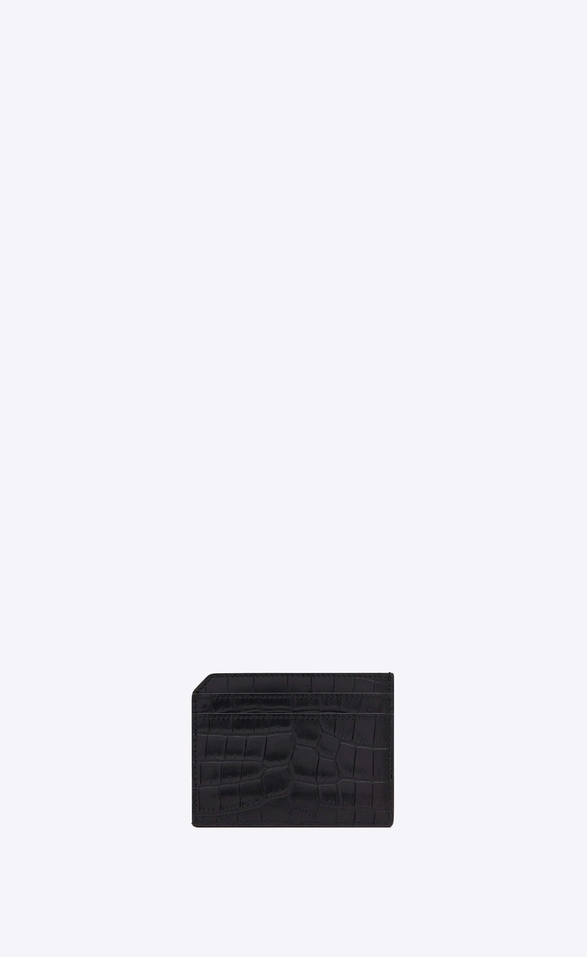 tiny cassandre open card case in matte crocodile-embossed leather - 2