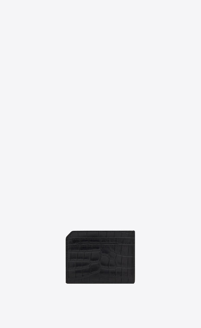 SAINT LAURENT tiny cassandre open card case in matte crocodile-embossed leather outlook