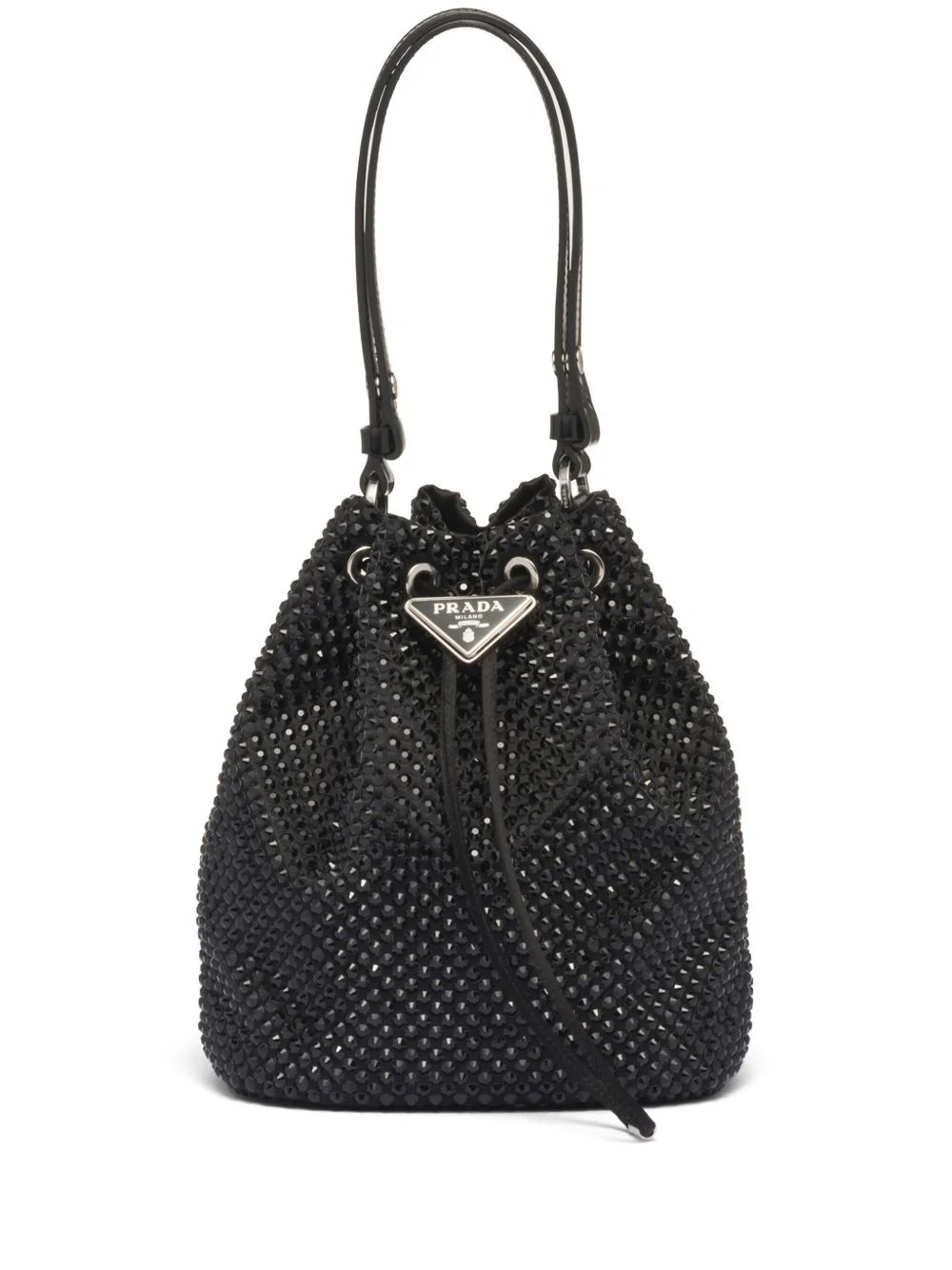 crystal-embellished drawstring bucket bag - 1