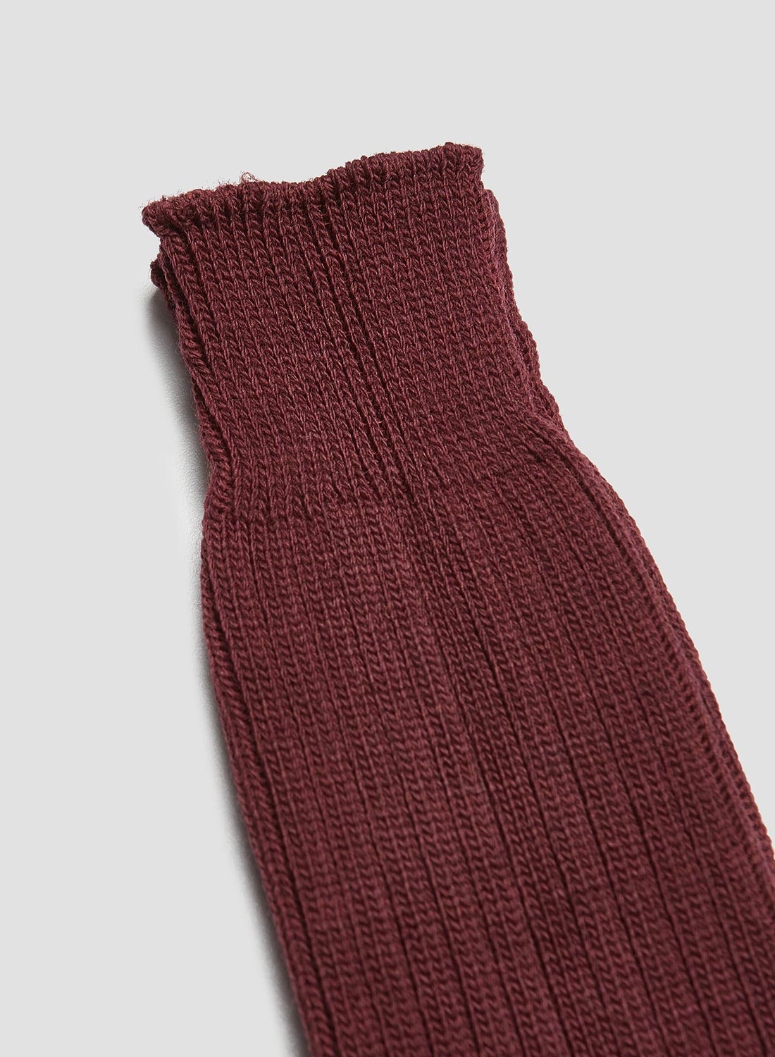 Ribbed Wool Crew Sock in Burgundy - 2