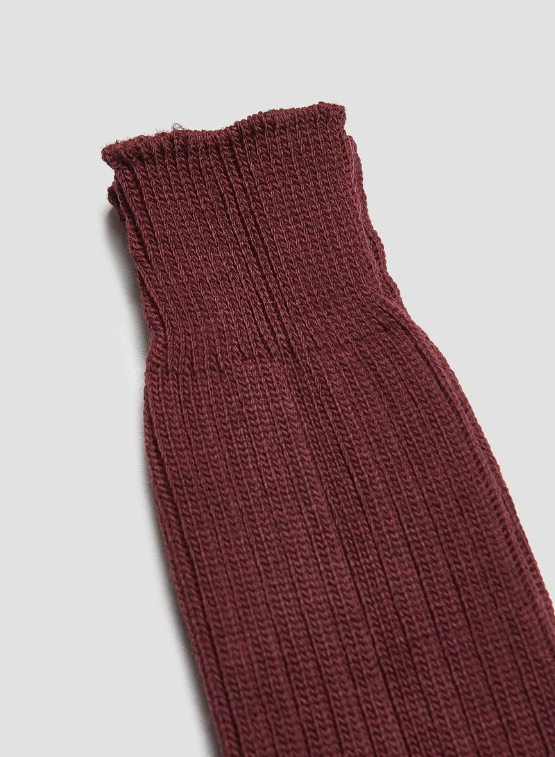Nigel Cabourn Ribbed Wool Crew Sock in Burgundy outlook