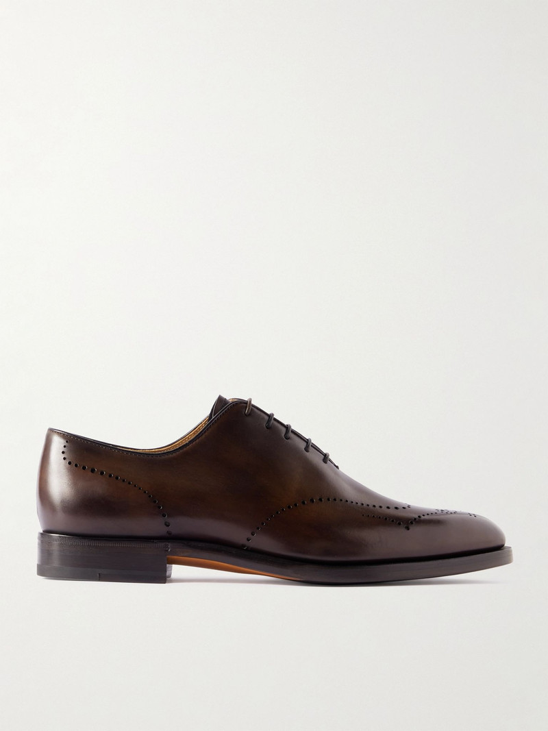 Ajouré Venezia Leather Oxford Shoes Brown - 1