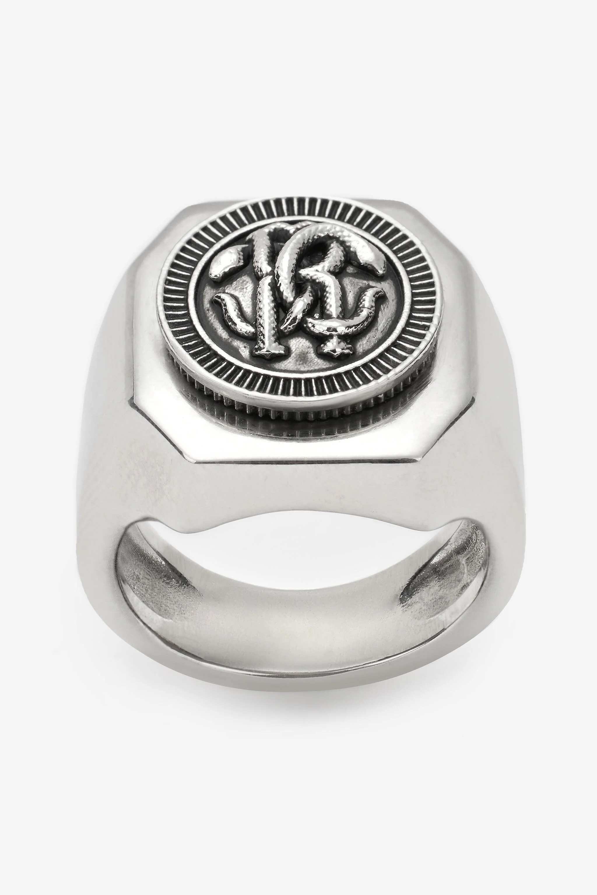 Ring with Monogram Mirror Snake - 1