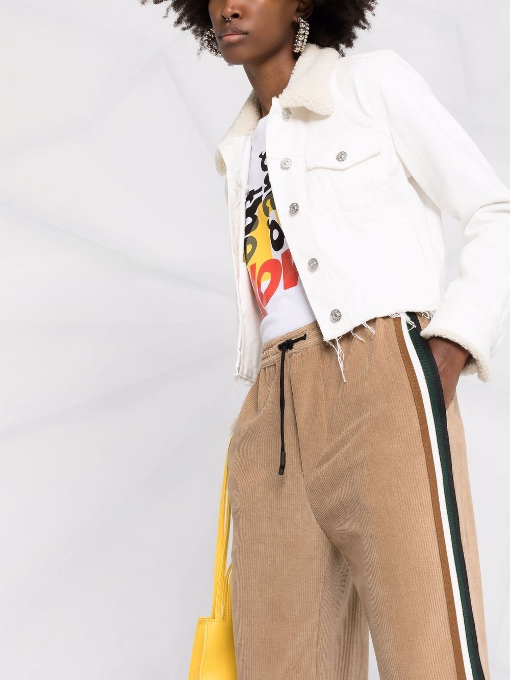 side-stripe corduroy track pants - 3