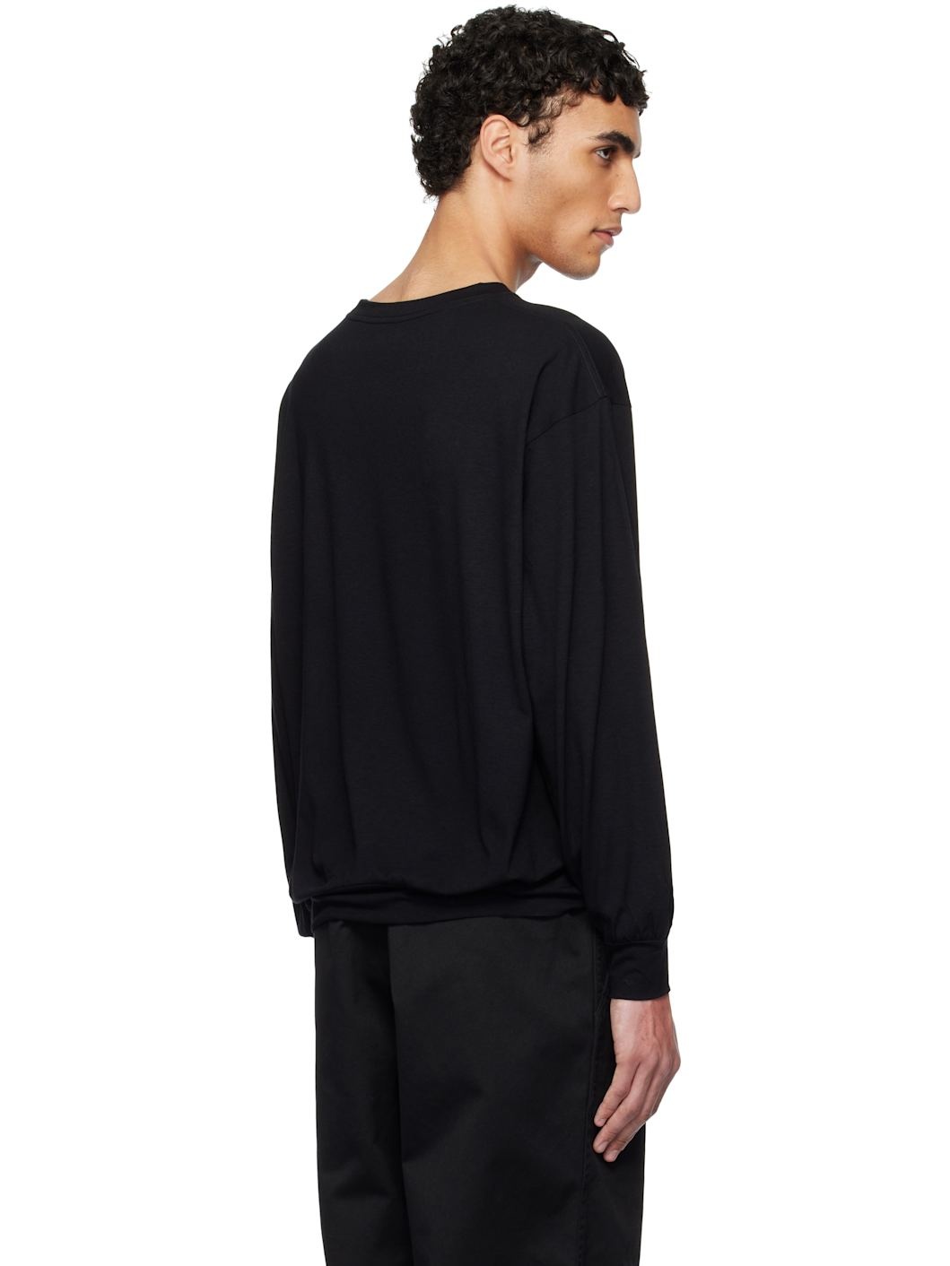 Black Wool Crew Neck Sweater - 3