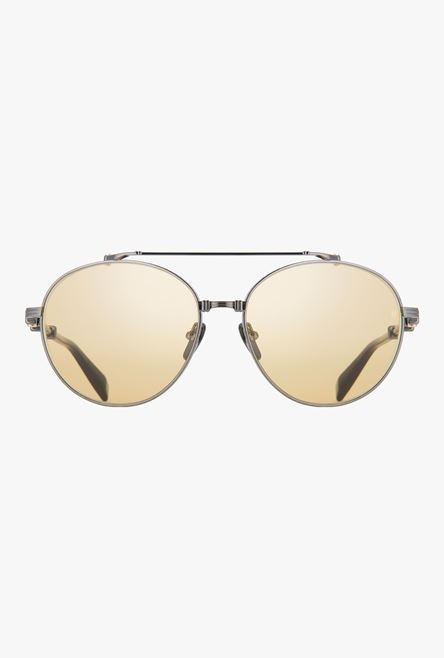 Black and gold-tone titanium Brigade-II sunglasses - 1